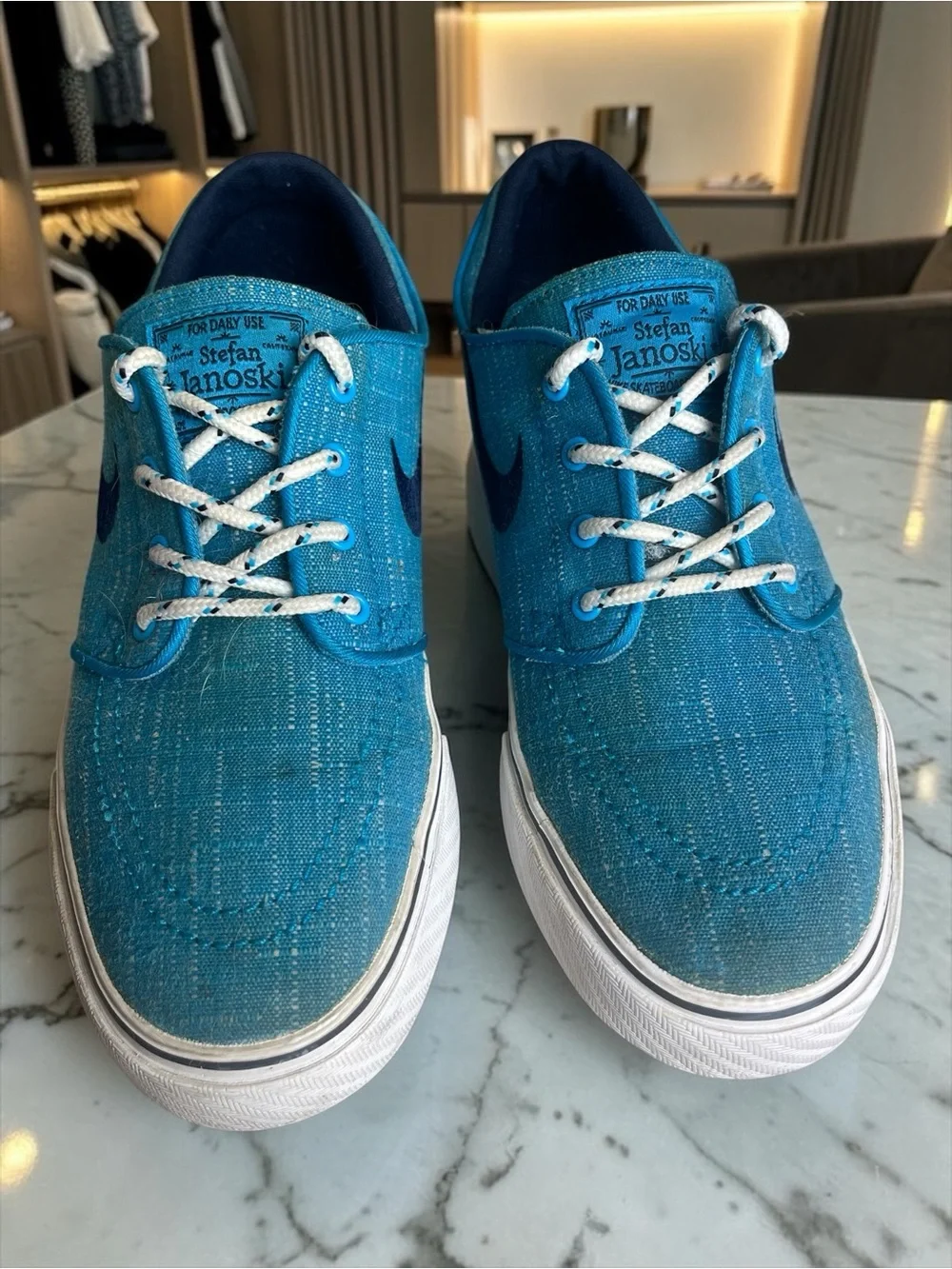 Nike SB Stefan Janoski Blue Canvas Skate Shoes Men’s Size 5 Youth - Picture 1 of 9